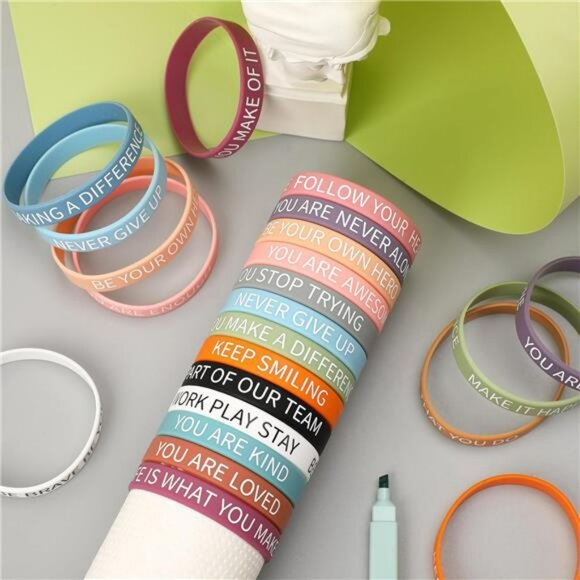 Motivational silicone bracelets bulk colorful rubber wristbands inspirational se - Picture 2 of 7